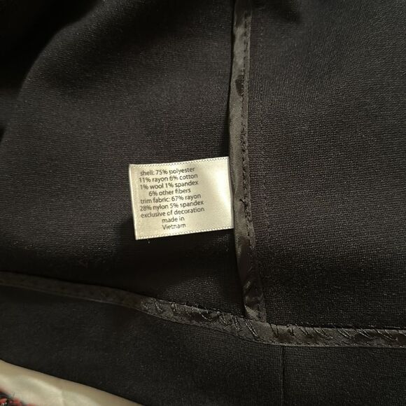 LANE BRYANT 26/28 Red Black Tweed Houndstooth Plaid Knit Back Combo Jacket - Picture 12 of 13